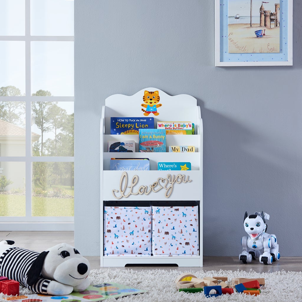 small white bookshelf