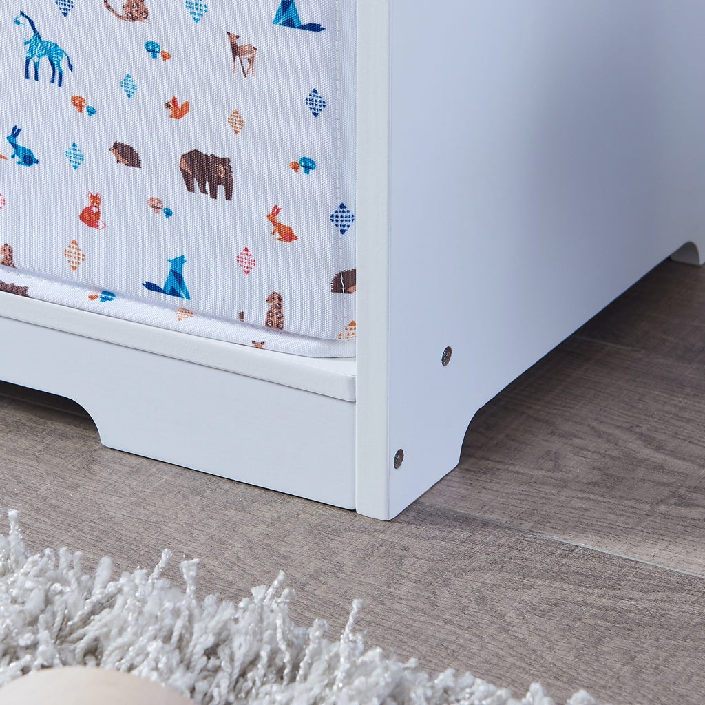 White bookcase with drawers