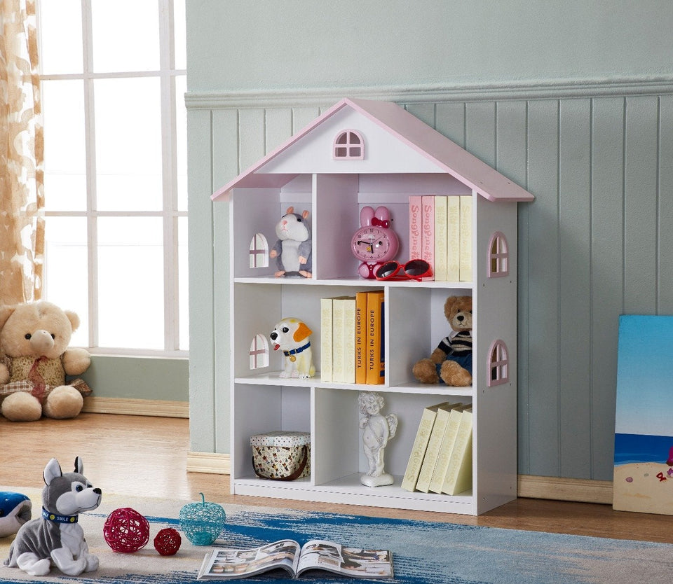 Wooden shop dollhouse bookshelf