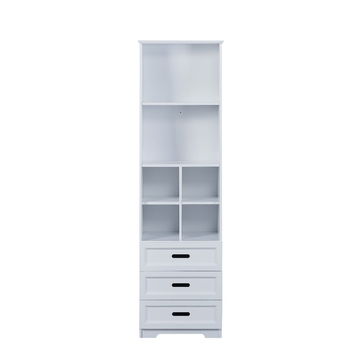 White bookcase with doors
