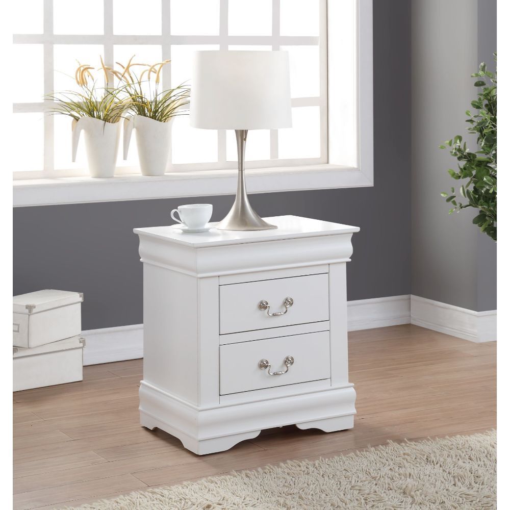 White nightstand with drawers