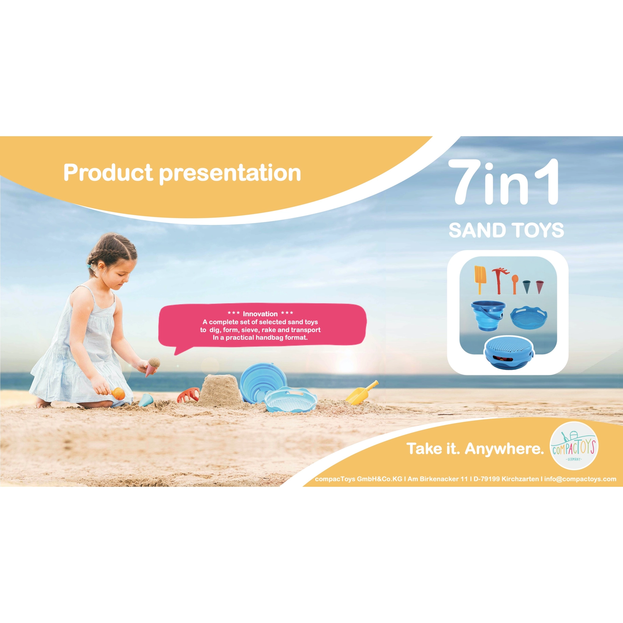 7 in1 Sand Toy Set - Foldable - Red